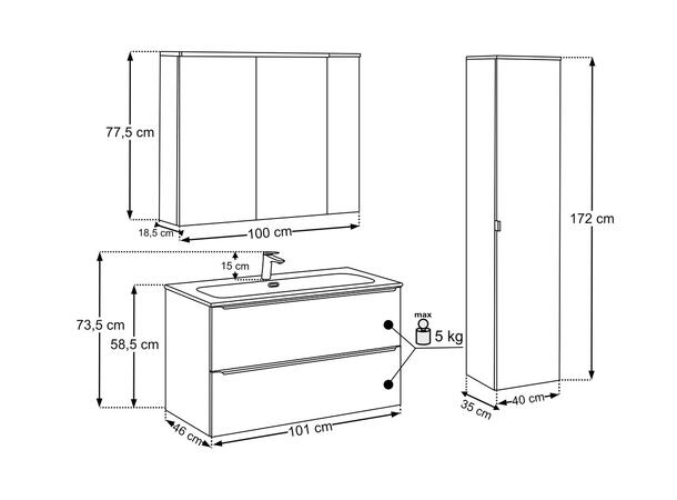 Møbelpakke SKOGSGRØNN 100 cm 100x46x57 - Alt i én pakke