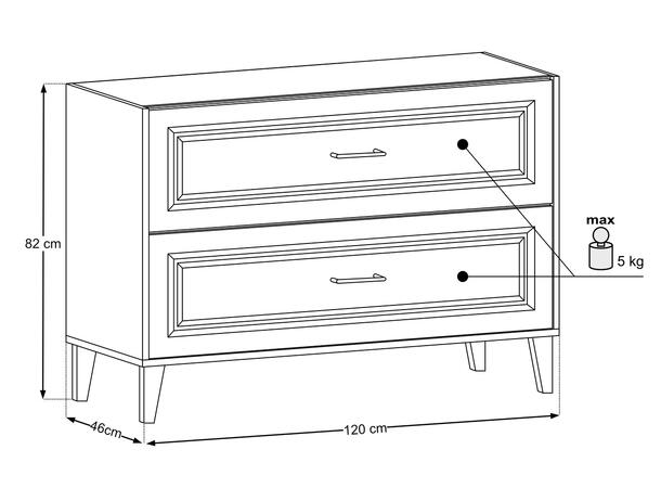 Servantskap Mørkdal -  120 cm 120x46x82 - 2 Skuffer Ristretto Eik