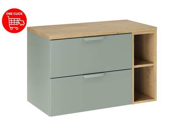 Underskap m/benkeplate  CREMONA 80 80x46x50  - Eik/Grønn matt