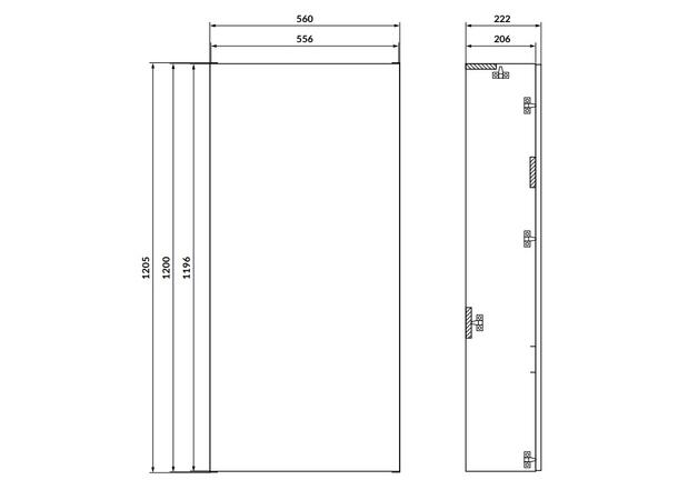 Innbyggingskasse for innbyggingssisterne 56x22x120 - Eik