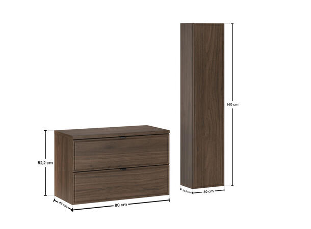 Møbelpakke TERRA VILLA 80 80x46x45 -  2  Skuffer- Valnøtt
