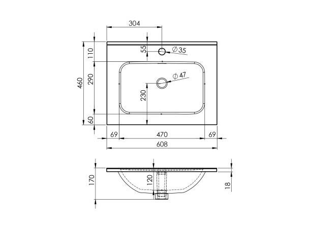 Møbelservant 60 cm 61x15x46cm - beige matt