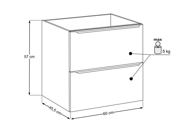 Servantskap SKOGSGRØNN  60 60x46x57 -  2 Skuffer - Sivgrønn