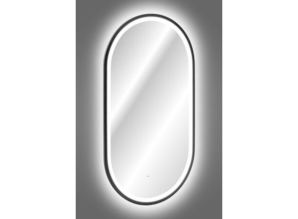 Speil LED APOLLO 2 Svart matt 50x90x4,  med ramme