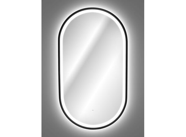Speil LED APOLLO 2 Svart matt 50x90x4,  med ramme