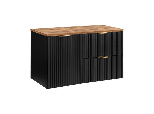 Underskap m/benkeplate ADEL BLACK  100 100x46x57 - 2 Skuffer/1 dør