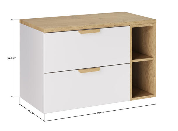 Underskap m/benkeplate  ASTER WHITE 80 80x46x50  - Eik/Hvit  matt