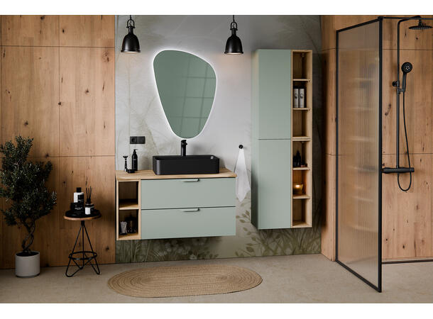 Underskap m/benkeplate  CREMONA 80 80x46x50  - Eik/Grønn matt