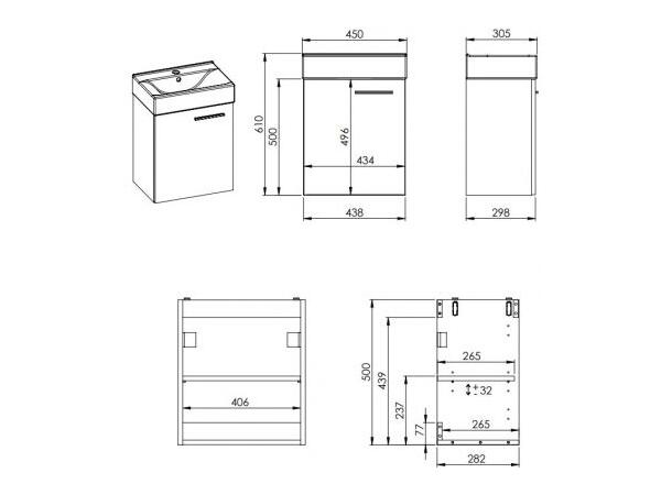 Underskap m/servant  45  cm 45x35x61 - grønn matt