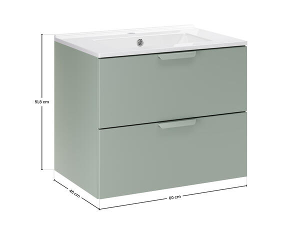 Underskap med servant Aster Green 60 60x46x50 - 2 Skuffer