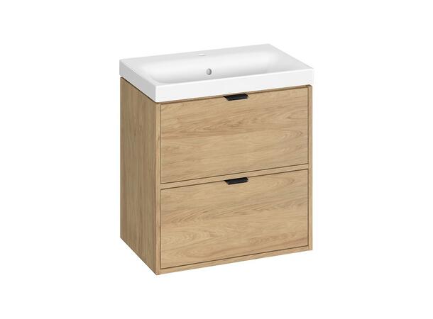Underskap med servant FRI FORM LIVA 60x38 - 2 Skuffe - Slim - Eik