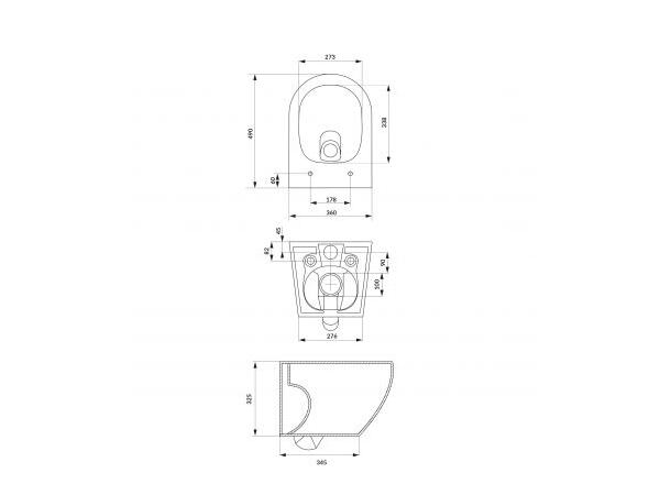Vegghengt toalettpakke  OvalLine 49x36 - Vortex flush - Kompakt