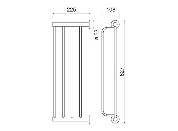 Dobbel håndklehylle SMILE 600 mm – Krom
