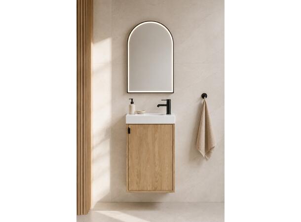 Møbelpakke FRI FORM LIVA Eik 40 LED-speil - Gun Metal servantbatteri