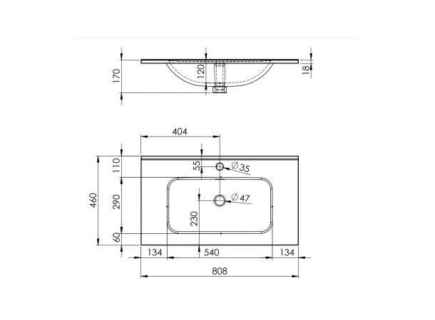 Møbelservant 80 cm 81x15x46cm - beige matt