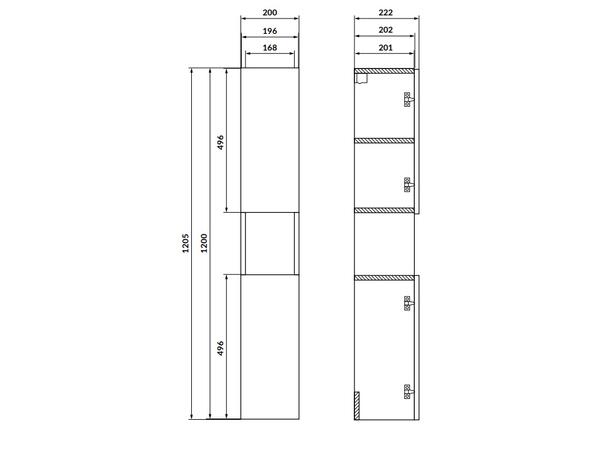Sideskap FRI FORM LIVA Eik 20 cm 20x22x120 - m/2 dør
