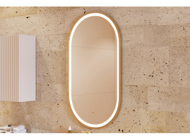 Speil LED APOLLO 2 Gull matt 50x90x4,  med ramme