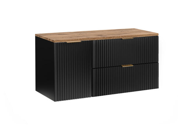 Underskap m/benkeplate ADEL BLACK 120 120x46x57 - 2 Skuffer/1 dør