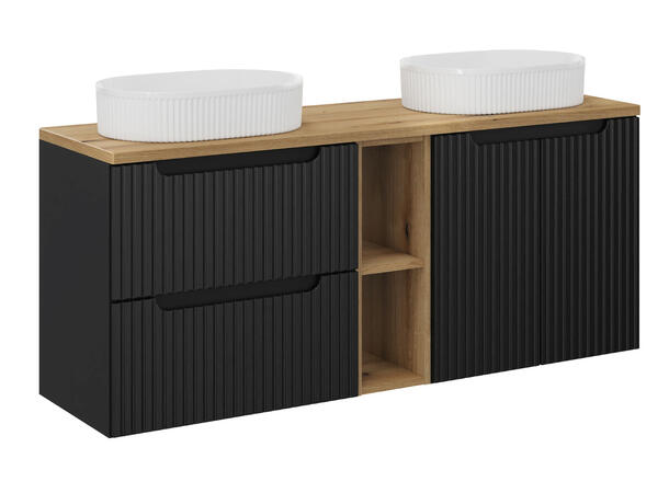 Underskap m/benkeplate NOVA BLACK 140 cm 140x39x57- 2 Skuffer/ 2 dør