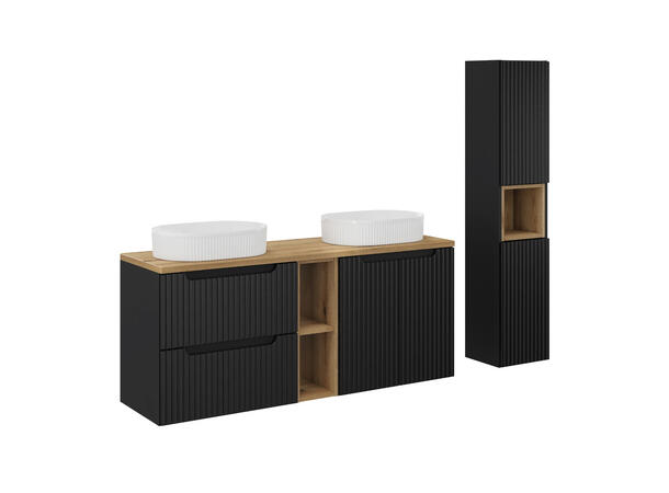Underskap m/benkeplate NOVA BLACK 140 cm 140x39x57- 2 Skuffer/ 2 dør