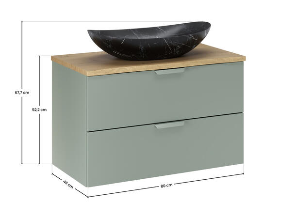 Underskap m/benkeplate  CREMONA 80 80x46x50  - Eik/Grønn matt