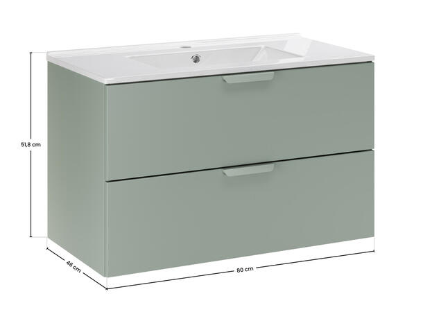 Underskap med servant Aster Green  80 80x46x50 - 2 Skuffer