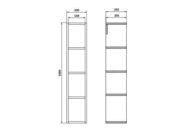 Åpent overskap FRI FORM LIVA Hvit 20 20x20x100 -  2 dører / 3 hyller