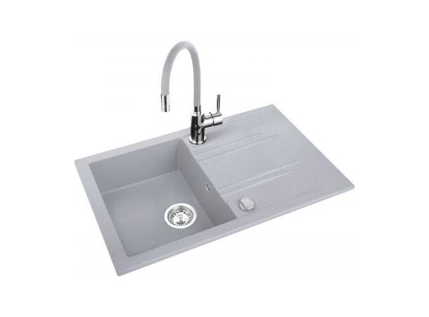 Ferro Mezzo II kjøkkenvask med armatur Granitt - grå/sølv