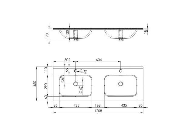 Møbelservant 120 cm,  forest green matt 121x17x46  cm - Dobbelt