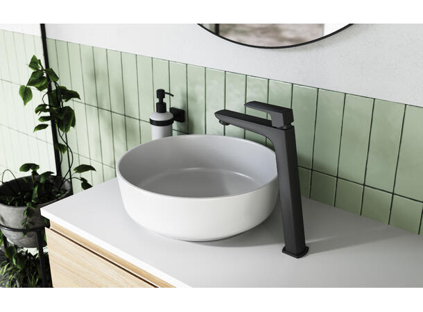 Servantbatteri Ferro Vitto VerdeLine 1-greps - Høy modell - Svart matt