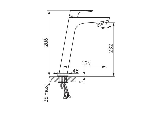 Servantbatteri Ferro Vitto VerdeLine 1-greps - Høy modell - Svart matt