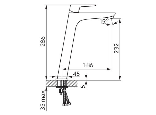 Servantbatteri  Vitto VerdeLine 1-greps - Høy modell - Svart matt