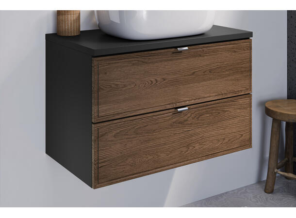 Servantskap TALIA CASELLA  80 cm 80x46x50 - 2 Skuffer Eik/Svart matt