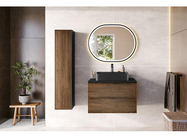 Servantskap TALIA CASELLA  80 cm 80x46x50 - 2 Skuffer Eik/Svart matt