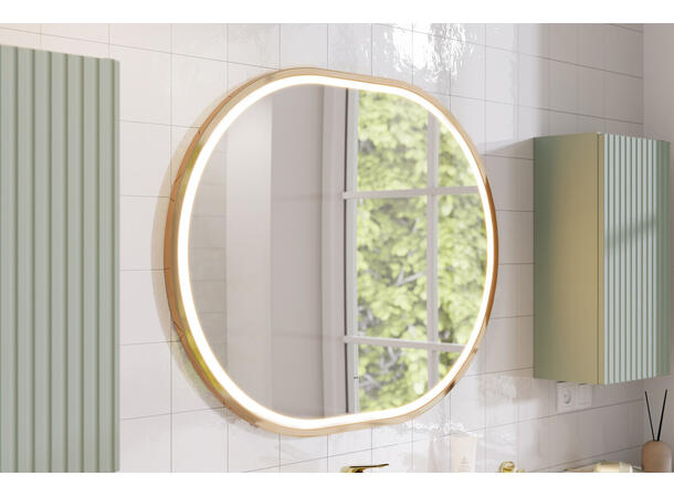 Speil LED APOLLO 2 Gull matt 90x70x4,  med ramme