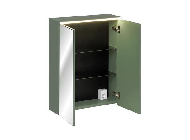 Speilskap SKOGSGRØNN 60 cm 60x78x19  - m/LED-belysning
