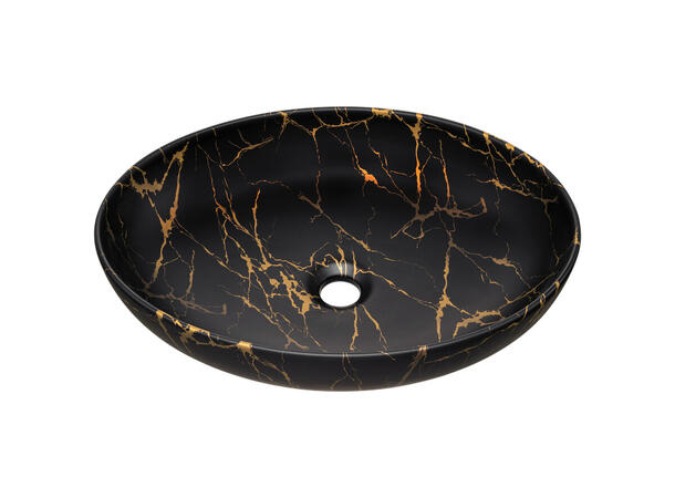 Toppmontert Servant MONA BLACK 52x13x39 cm - Svart matt/gull