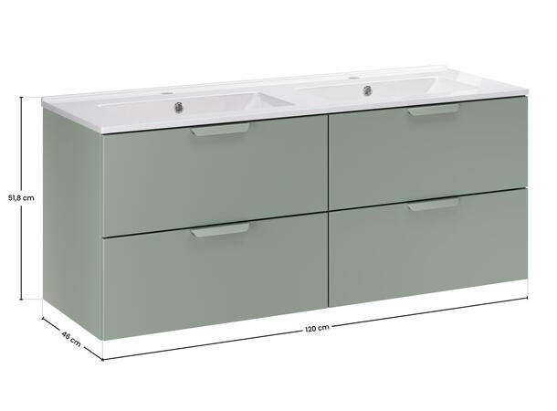 Underskap med servant Aster Green 120 120x46x50 - 4 Skuffer
