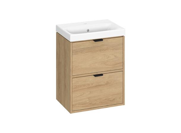 Underskap med servant FRI FORM LIVA 50 50x35x65 - 2 Skuffe - Slim - Eik