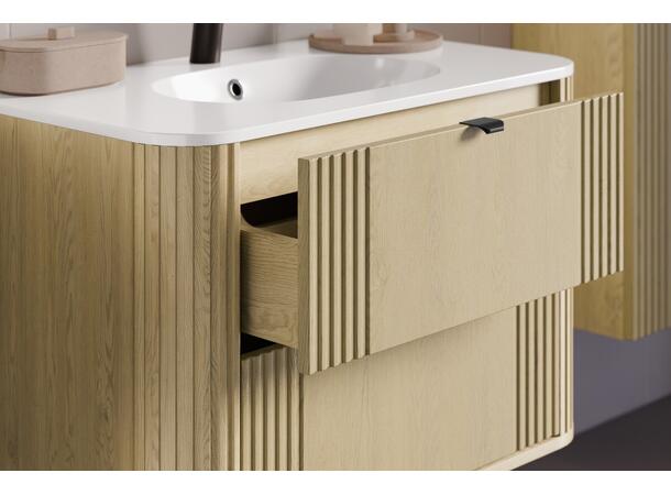 Underskap med servant  OVALIA CREMONA 80 80x46x57 - 2 Skuffer - Eik Cremona