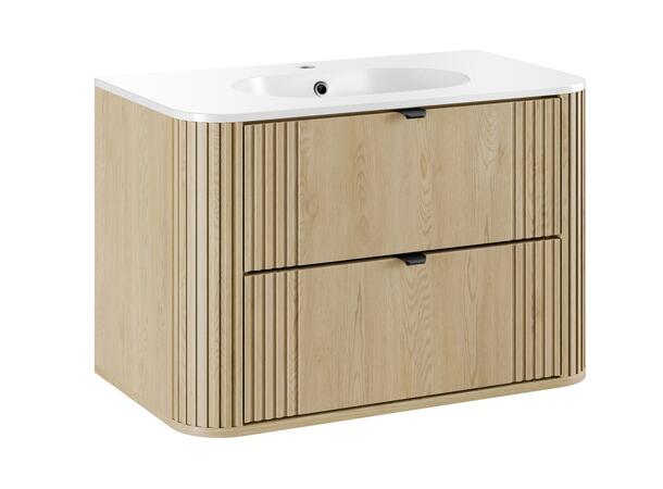 Underskap med servant  OVALIA CREMONA 80 80x46x57 - 2 Skuffer - Eik Cremona